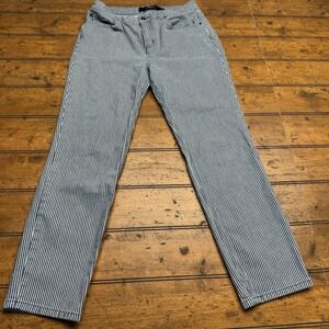 Boden Striped The Cambridge Ankle Skimmer Mid Rise Blue & White UK 10 / US‎ 6R